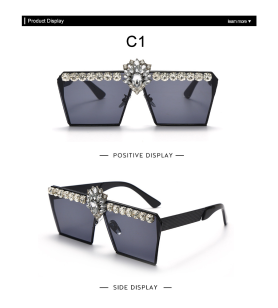 Sunglasses Ladies Fashion Glasses Square Sunglasses Black UV40