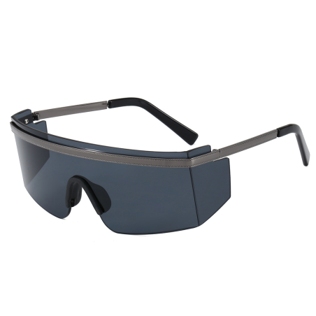 Fashion Big Metal Frame Goggles Black UV400