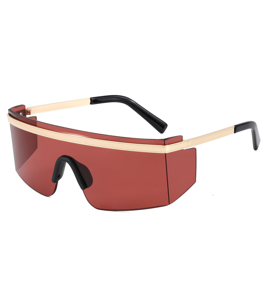 Fashion Big Metal Frame Goggles Red UV400