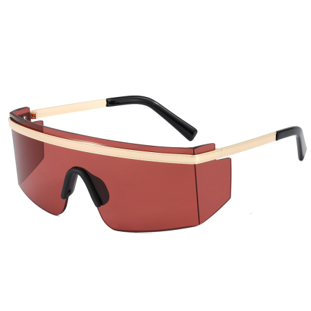Fashion Big Metal Frame Goggles Red UV400