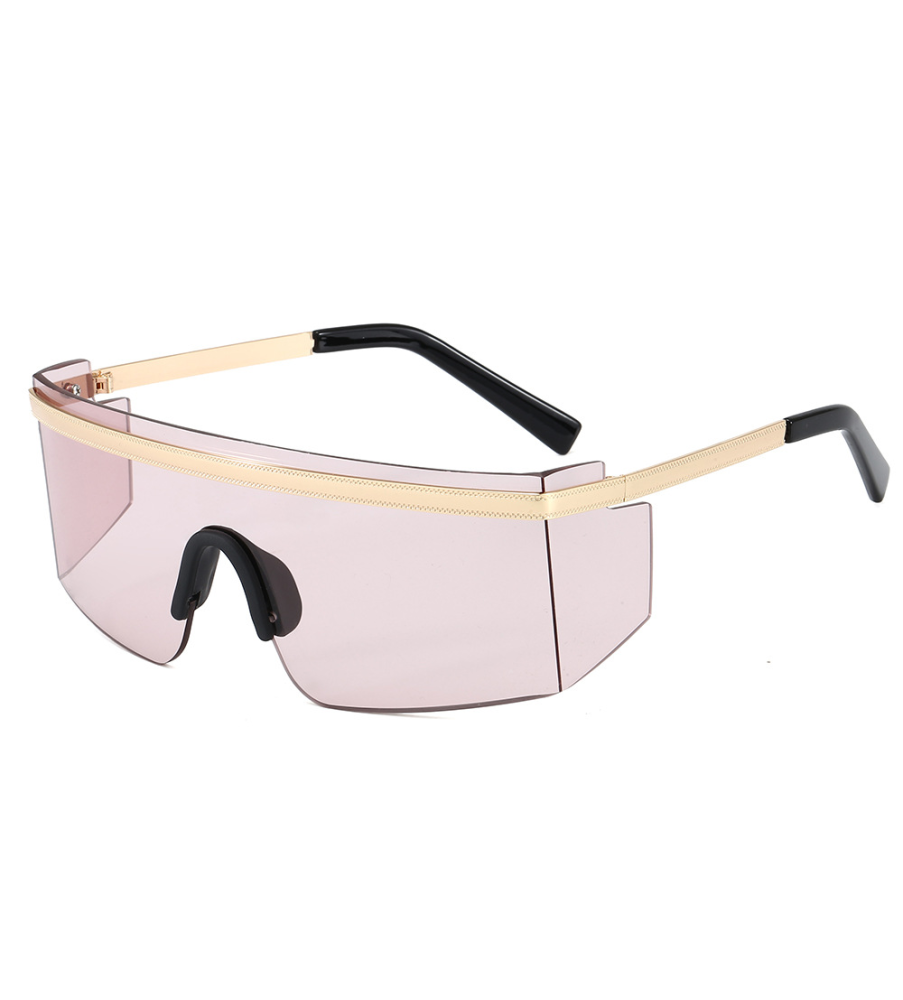 Fashion Big Metal Frame Goggles Pink UV400