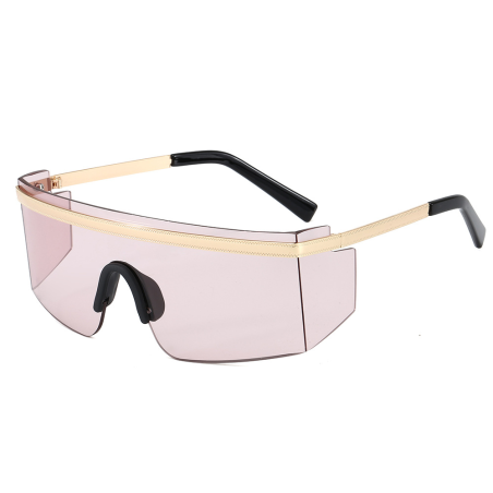 Fashion Big Metal Frame Goggles Pink UV400