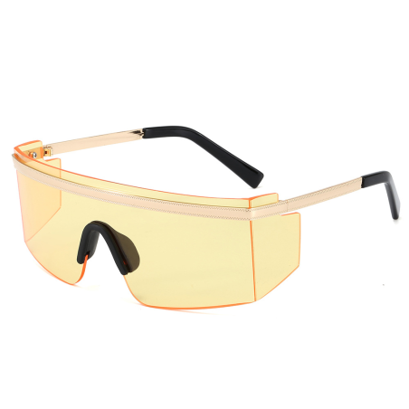 Fashion Big Metal Frame Goggles Gold UV400