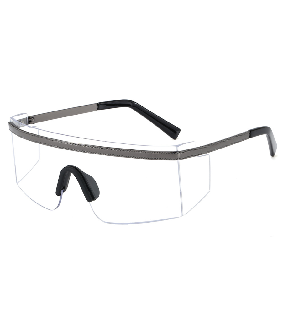 Fashion Big Metal Frame Goggles White UV400