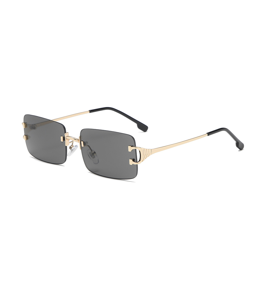 Retro Rimless Cut-Edge Sunglasses Black UV400
