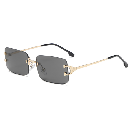 Retro Rimless Cut-Edge Sunglasses Black UV400