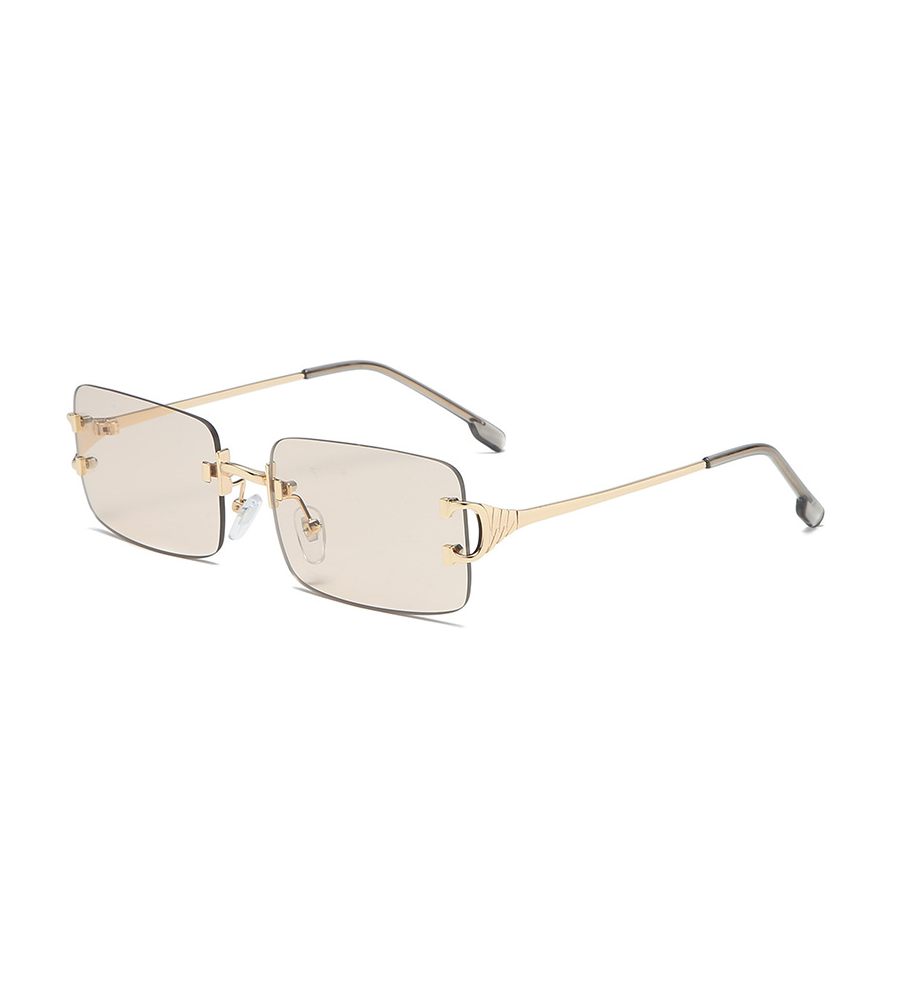 Retro Rimless Cut-Edge Sunglasses Brown UV400