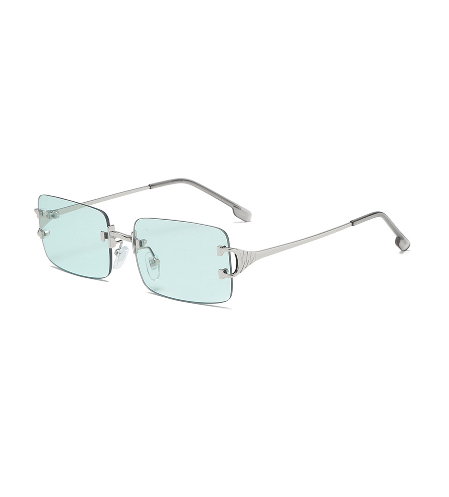 Retro Rimless Cut-Edge Sunglasses Blue UV400