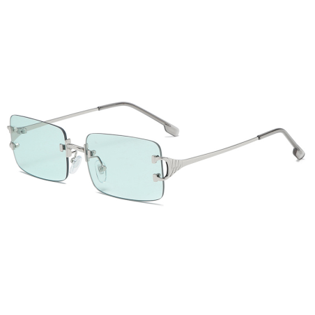 Retro Rimless Cut-Edge Sunglasses Blue UV400
