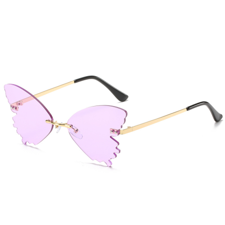 Butterfly Rimless Sunglasses Street Shooting Funny Sunglasses Purple