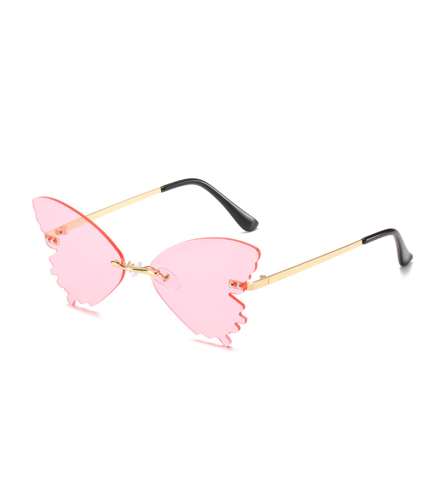 Butterfly Rimless Sunglasses Street Shooting Funny Sunglasses Pink