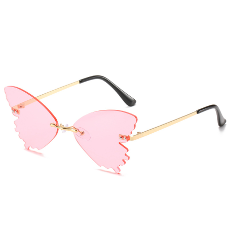 Butterfly Rimless Sunglasses Street Shooting Funny Sunglasses Pink