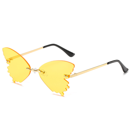 Butterfly Rimless Sunglasses Street Shooting Funny Sunglasses Yellow