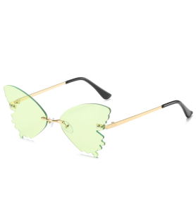 Butterfly Rimless Sunglasses Street Shooting Funny Sunglasses Green